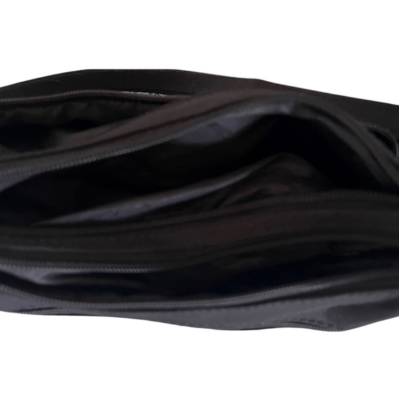 CURVED SHOULDER BAG - NYLON PURSE BLACK ADJUSTABLE STRAP - Picture 5 of 6